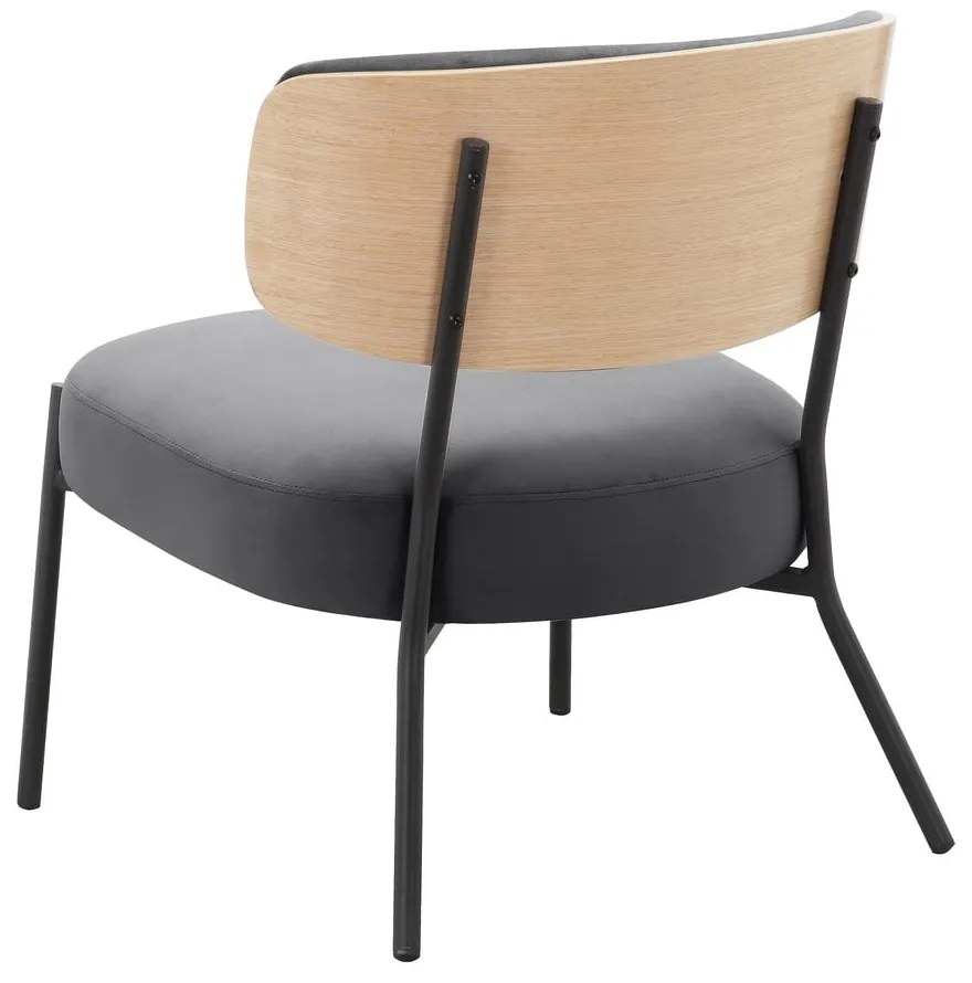 Fotoliu cu taburet gri cu tapițerie din catifea Jerry – Støraa