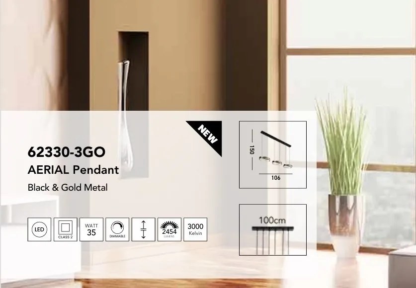 Lustra cu 3 pendule LED stil modern Aerial