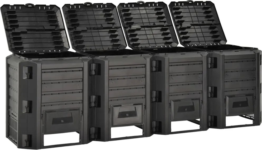 vidaXL Compostor de grădină, negru, 1600 L