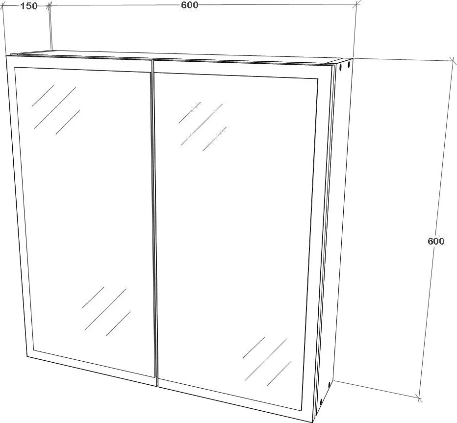 Corp Baie Teno, Suspendat, Alb, cu oglinzi, 60 x 13 x 60 cm