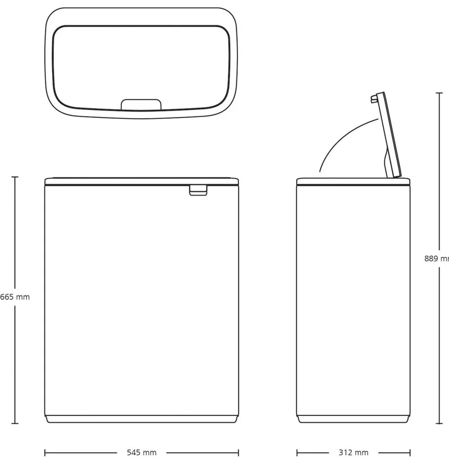 Coș de gunoi gri închis de reciclat/cu senzori de atingere din oțel 60 l Bo Touch Bin – Brabantia