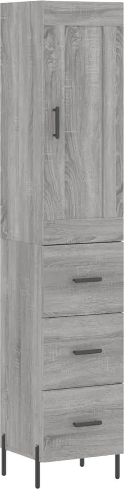 vidaXL Dulap înalt, gri sonoma, 34,5x34x180 cm, lemn prelucrat