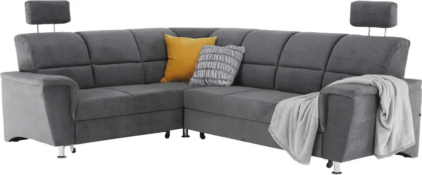 Colţar extensibil, material textil gri, model stânga, SANTIAGO