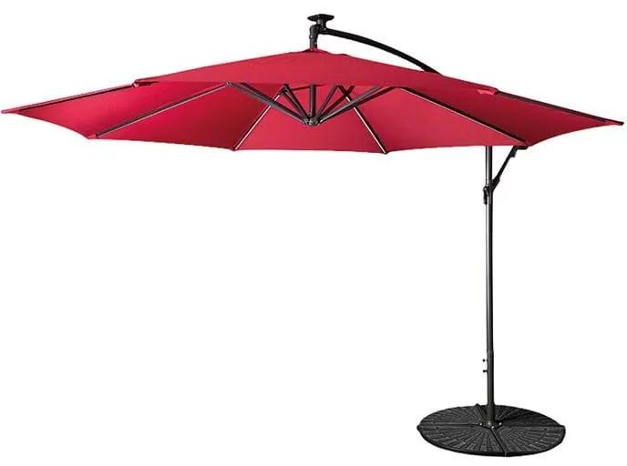 Umbrela de gradina rosie cu LED 3M