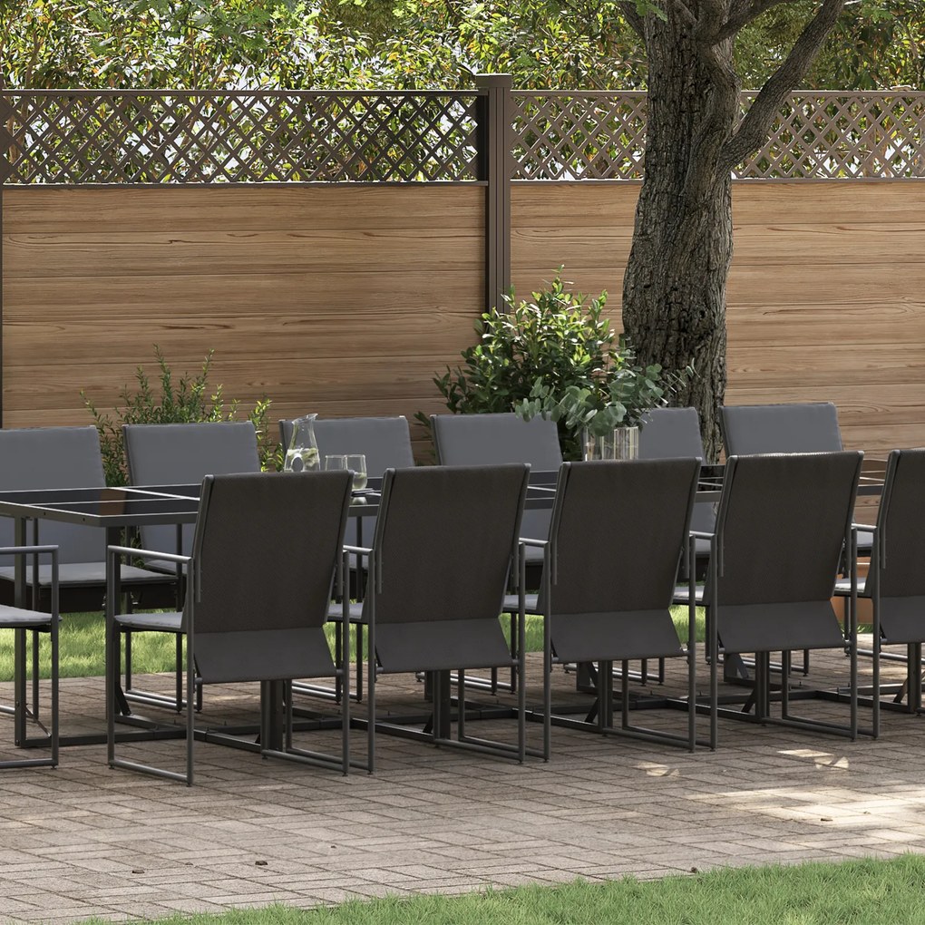 vidaXL Set de masă pentru grădină 17 pcs Negru Oțel