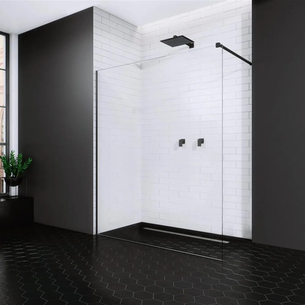 Paravan de dus tip Walk-in Radaway Modo New II negru-transparent 95 cm sticla securizata 8 mm