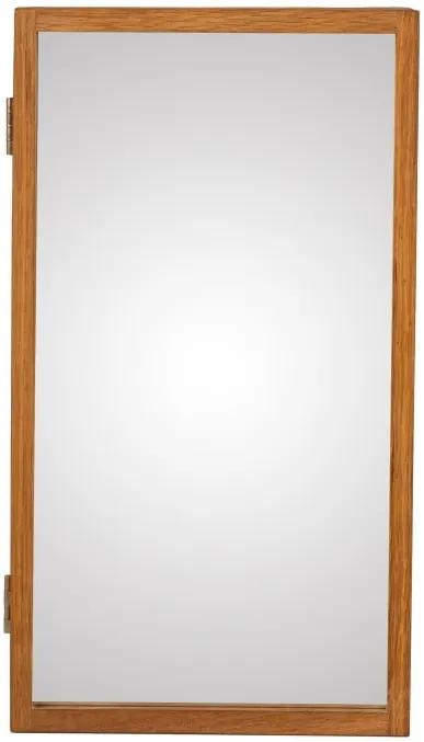 Oglindă de perete cu o cutie din lemn masiv de stejar pentru chei Canett Uno, 25 x 45 cm