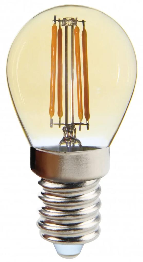 Bec LED G45 glob mic (sferic) filament Ecoplanet Vintage, E14, 4W (40W), 460 LM, E, lumina calda 3000K, Transparent Ambra (Auriu) Lumina calda -