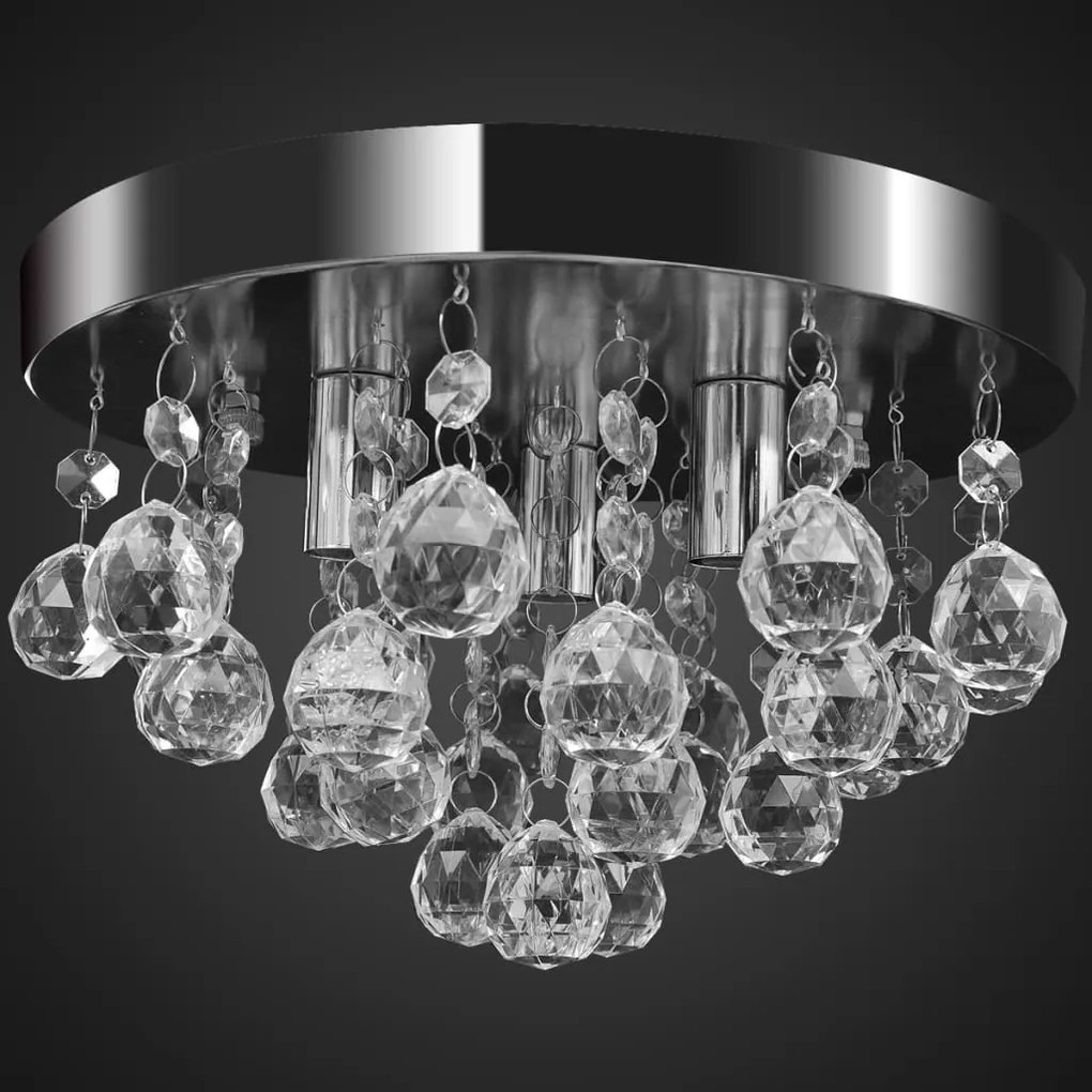 240688 vidaXL Candelabru cu cristale, design cromat