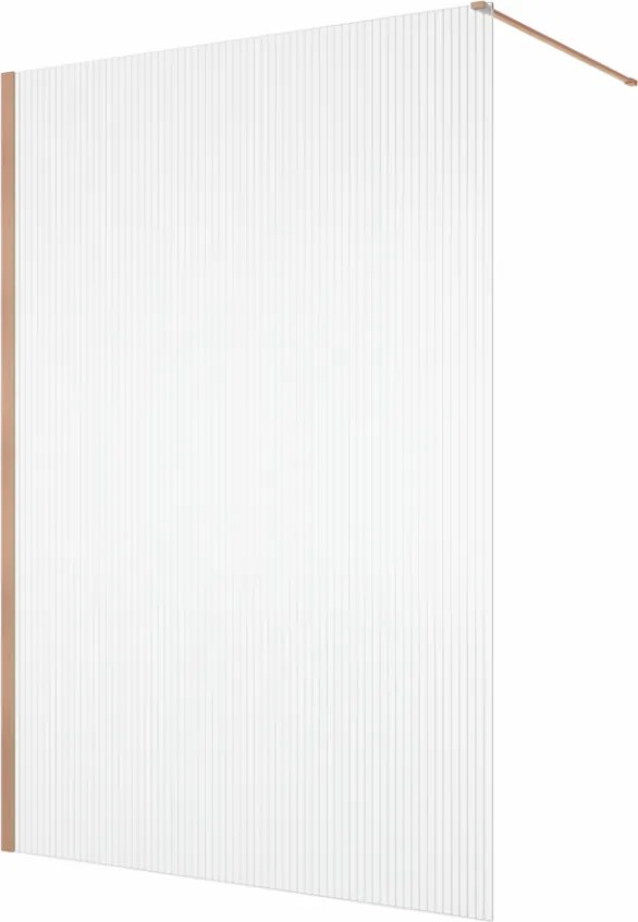 Paravan dus cu sticla riflata walk-in 140x200 cm cupru periat, sticla 8 mm, Ronal Lina Cupru periat, 1400x2000 mm