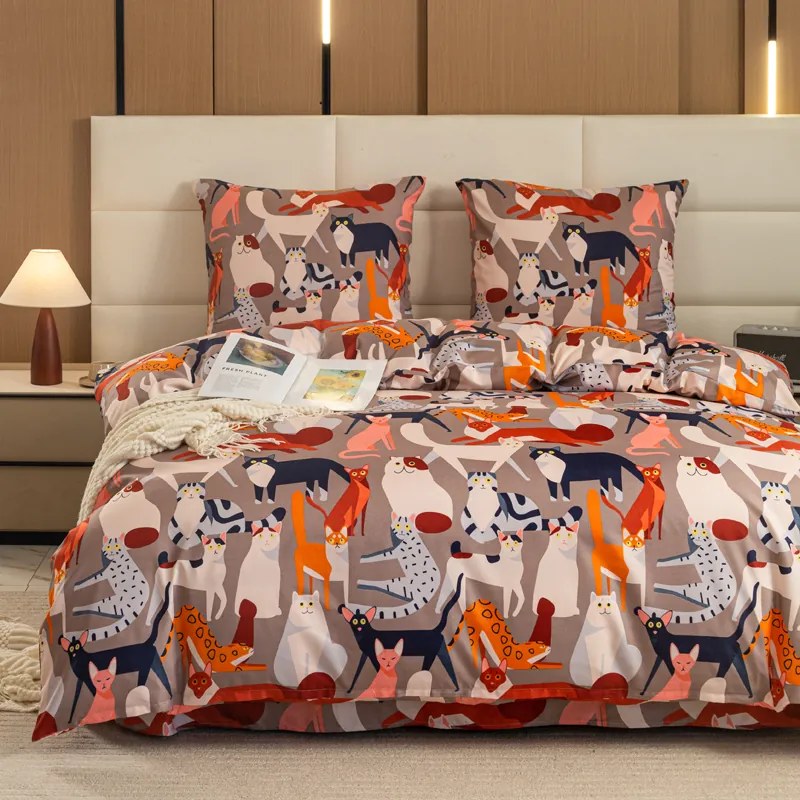 Lenjerie de pat din microfibra CATMOSPHERE colorata Dimensiune lenjerie de pat: 2 buc 70 x 90 cm | 200 x 220 cm