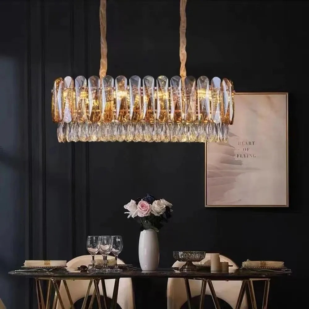 Candelabru Cristal, Elit's EsnH98047-300x800, 8 X E27, Auriu, 80 cm