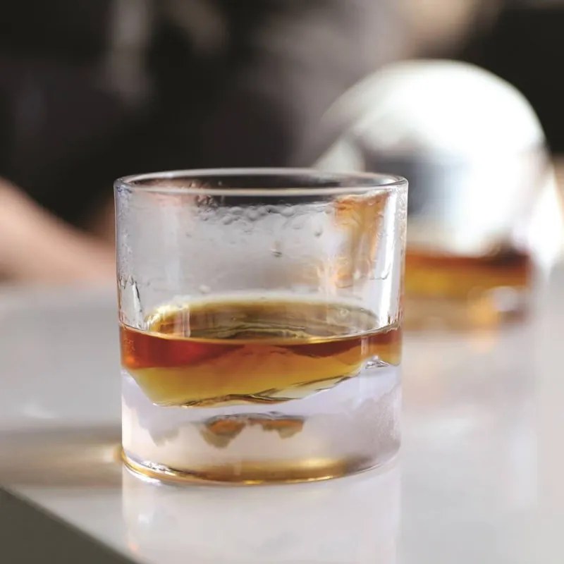 Set pahare pentru whisky LIITON 1009977 Rocky Mountain, 240 ml, 2 buc, Fund 3D varf Elbert, Transparent