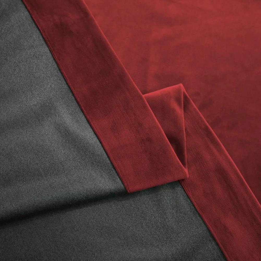 Set draperie din catifea blackout cu rejansa din bumbac tip fagure, Madison, densitate 700 g/ml, Dark Scarlet, 2 buc