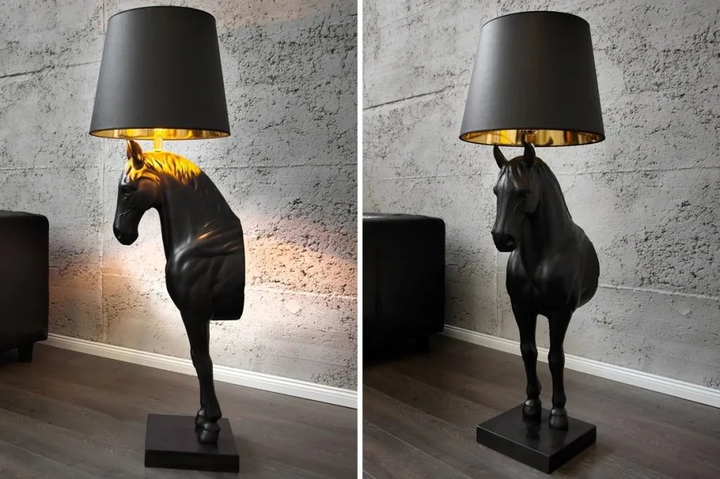 Lampa decorativa de podea, Cal, Negru, BLACK BEAUTY 130cm