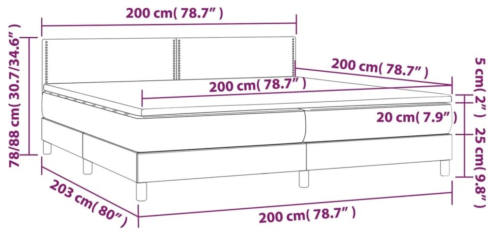 Pat box spring cu saltea, albastru inchis, 200x200 cm, catifea Albastru inchis, 200 x 200 cm, Culoare unica si cuie de tapiterie