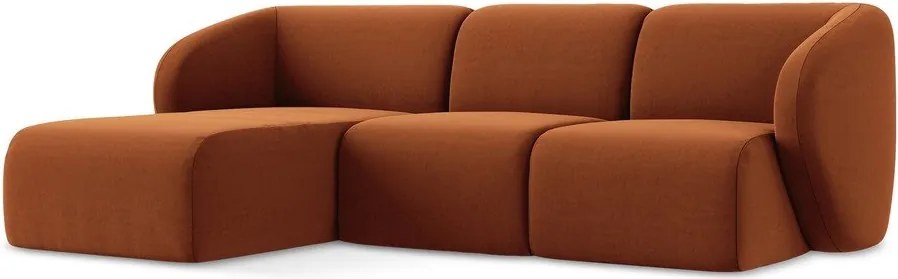 Colțar teracotă cu tapițerie din catifea (cu colț pe partea stângă/cu șezlong) Lani – Makamii