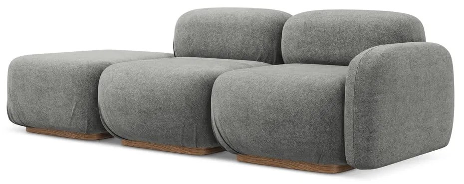 Șezlong modular gri cu tapițerie din țesătură bouclé (cu colț pe partea stângă) Ailani – Makamii