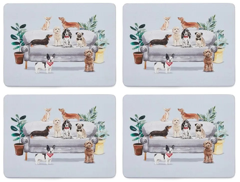 Set de 4 suporturi farfurii din plută 21.5x29 cm Curious Dogs - Cooksmart ®