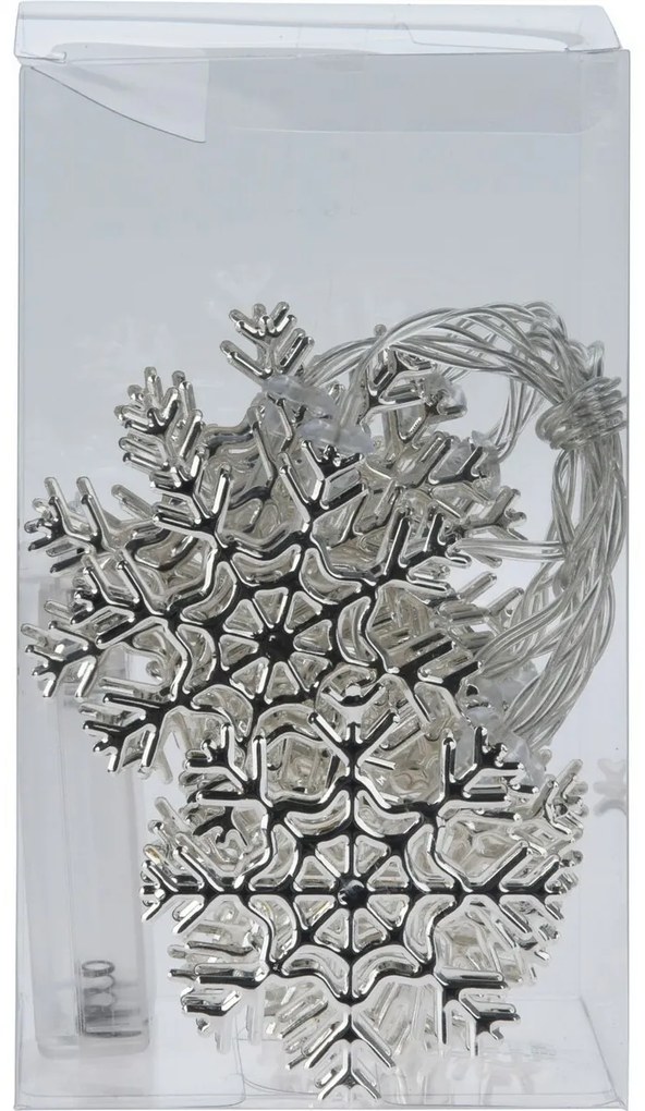 Lanț cu fulgi de zăpadă luminoși, 120 cm, albcald, cu baterii