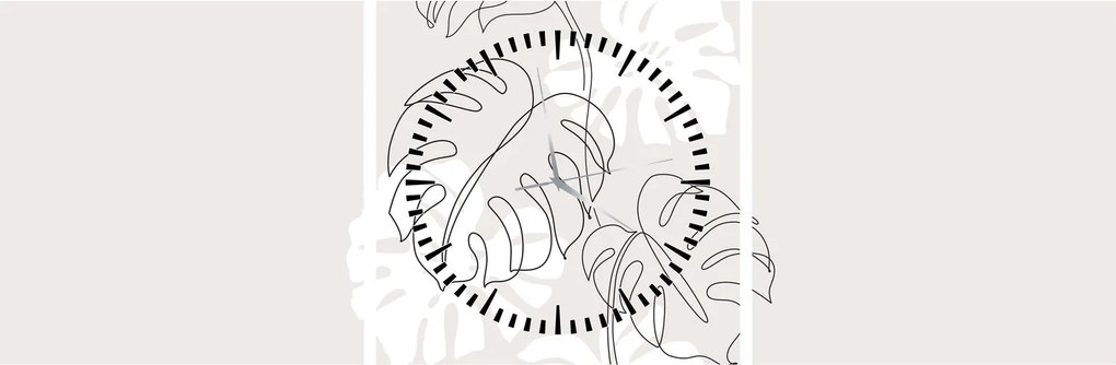 Tablou - Linia de artă monstera N⁰3 (cu ceas) (90x30 cm)