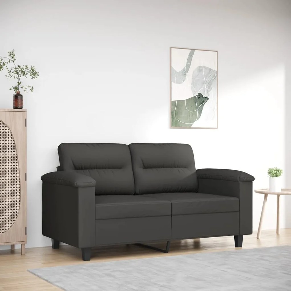 349217 vidaXL Canapea cu 2 locuri, gri închis, 120 cm, țesătură microfibră