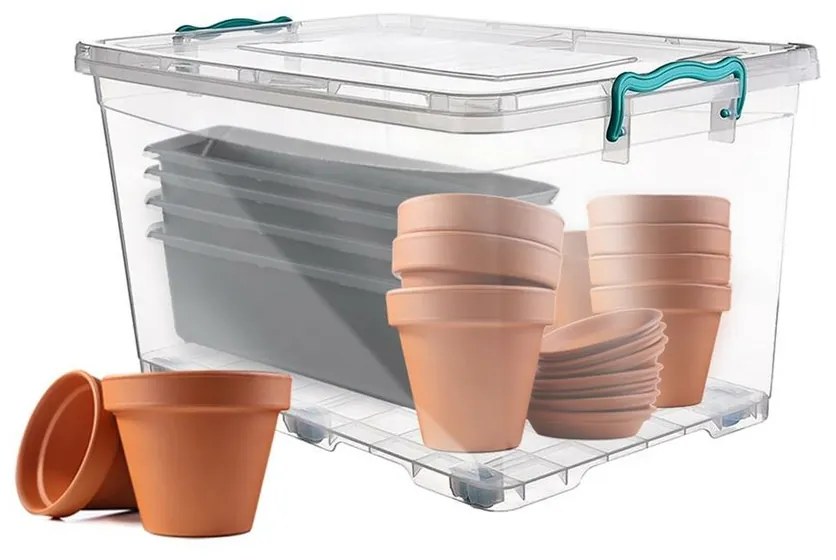 Orion Cutie de depozitare din plastic cu roți, 80 l, L