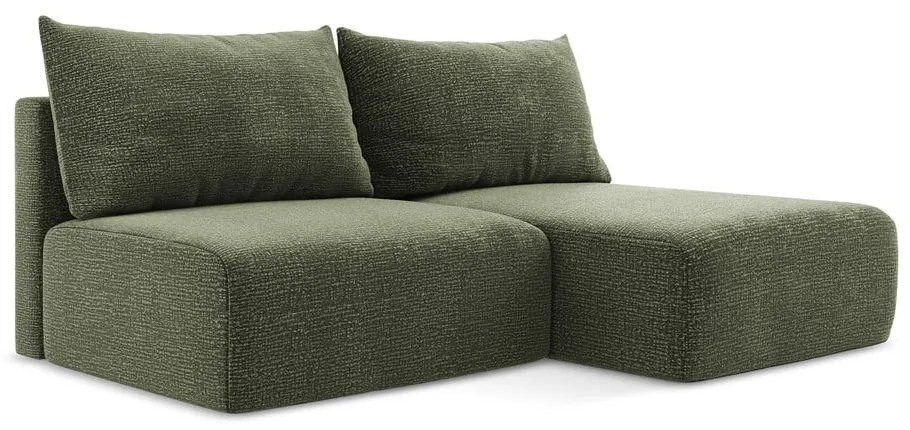 Colțar verde extensibil/cu spațiu de depozitare (cu colț pe partea dreaptă) Kalena – Makamii