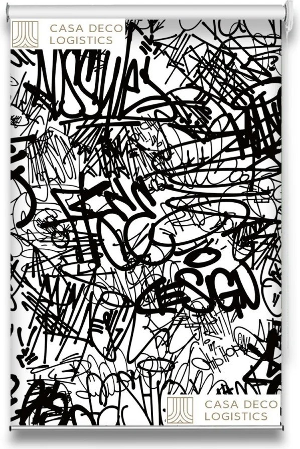 Roletă textilă Urban 4019 cu model abstract alb-negru