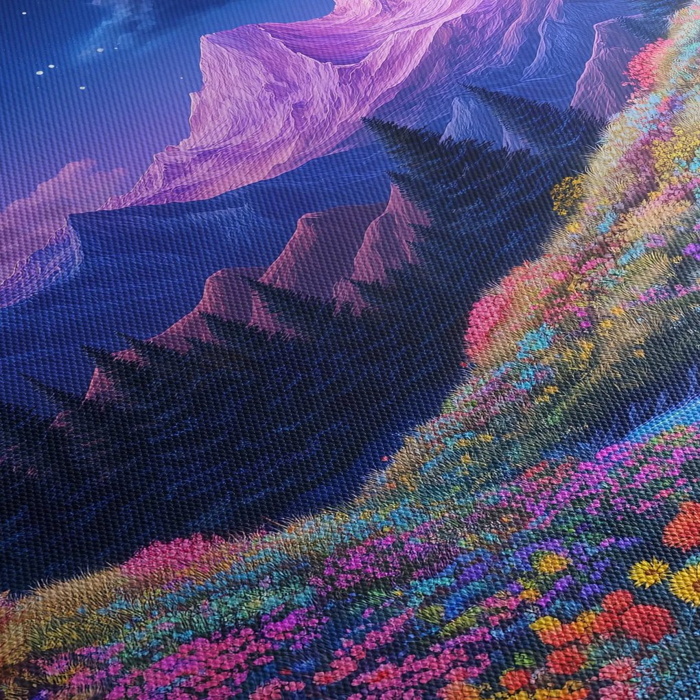 Tablou - Peisaj violet la lună plină (70x50 cm)
