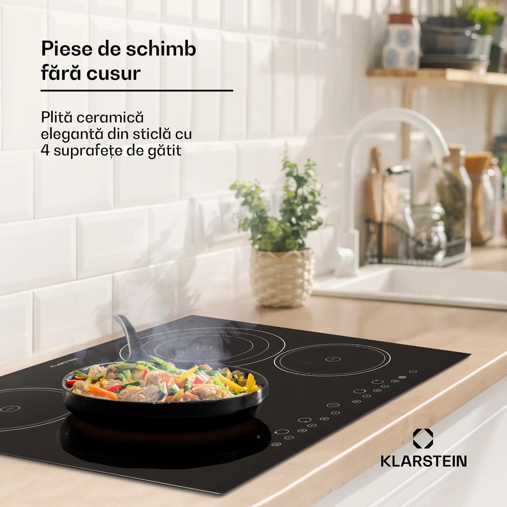 Klarstein Virtuosa aragaz cu placă ceramică construit cu Plita 4 zone sticlă ceramică 59x52cm 6500W