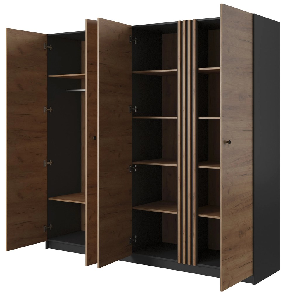 Dulap de haine Dalde 220 (Stejar craft auriu + antracit). 1071346