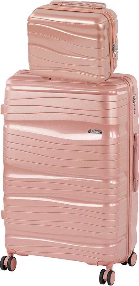 TraveLux Voyager IV set valiză rulantă aur roz