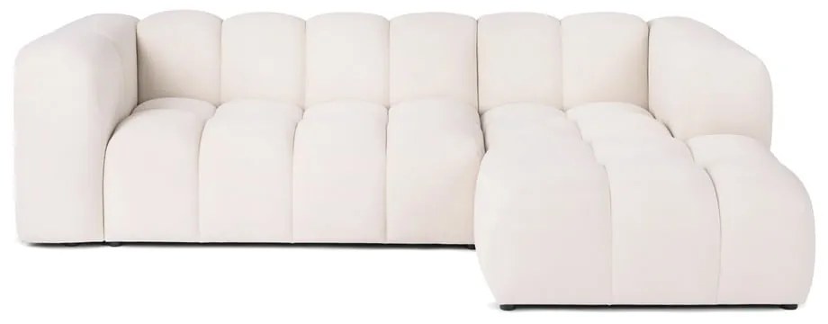 Colțar crem cu tapițerie din catifea (cu colț pe partea dreaptă, cu șezlong) Cube – Bonami Selection