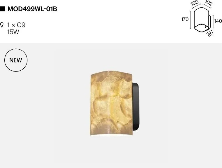 Aplica de perete Maris din metal negru si scoica Capiz