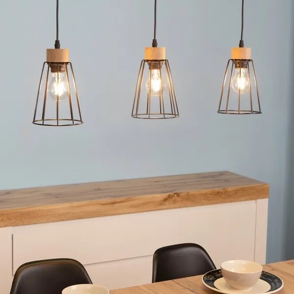 Lustră pe cablu Spot-Light 1311374 ORAZIO 3xE27/60W/230V stejar