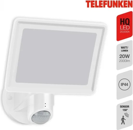 Telefunken 304406TF - Proiector LED de perete pentru exterior cu senzor LED/20W/230V