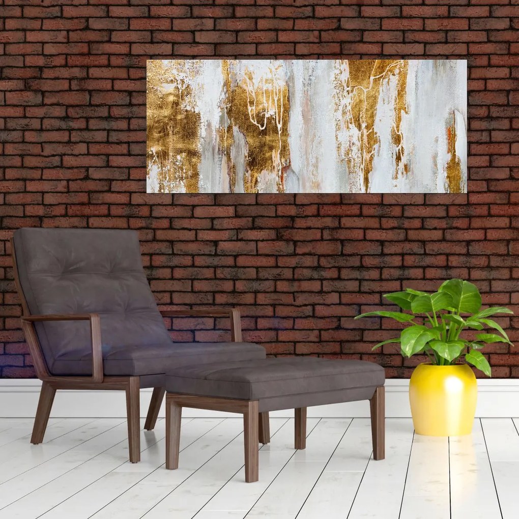 Tablou - Abstract auriu (120x50 cm)