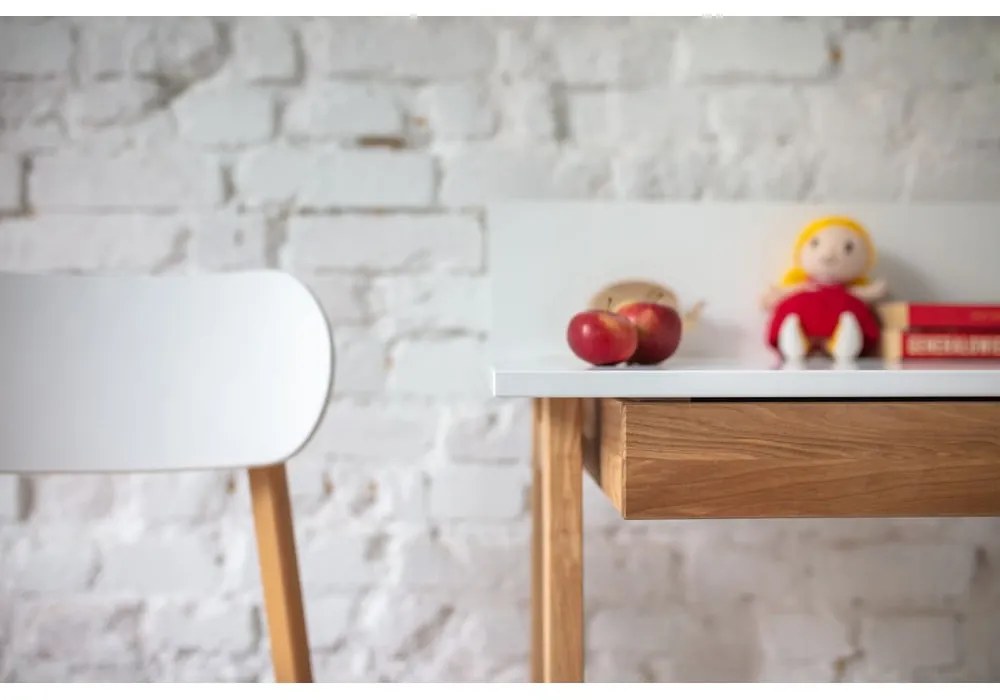 Birou cu bază din lemn de frasin Ragaba Luka, lungime 110 cm, alb