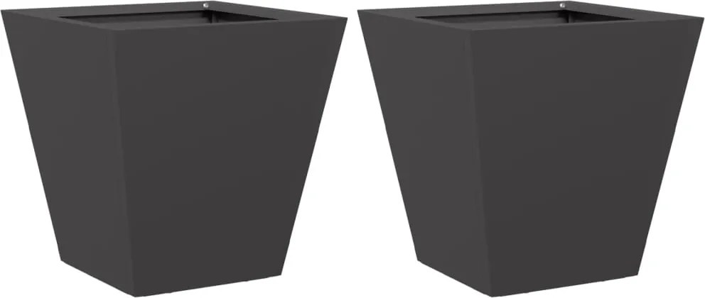 vidaXL Jardiniere de grădină, 2 buc., negru, 30x30x30 cm, oțel