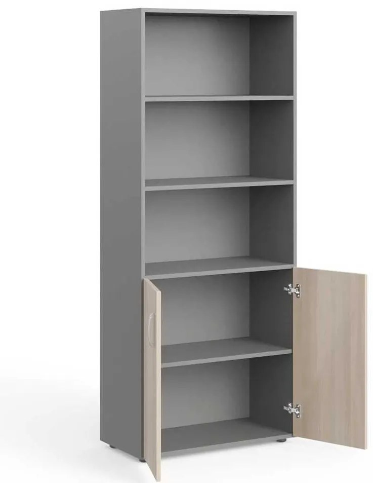 Dulap înalt Manager 79,9 x 42,2 x 196,5 cm, salcâm deschis / gri