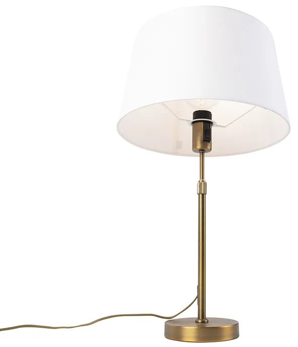 Lampă de masă din bronz cu abajur din in alb 35cm - Parte