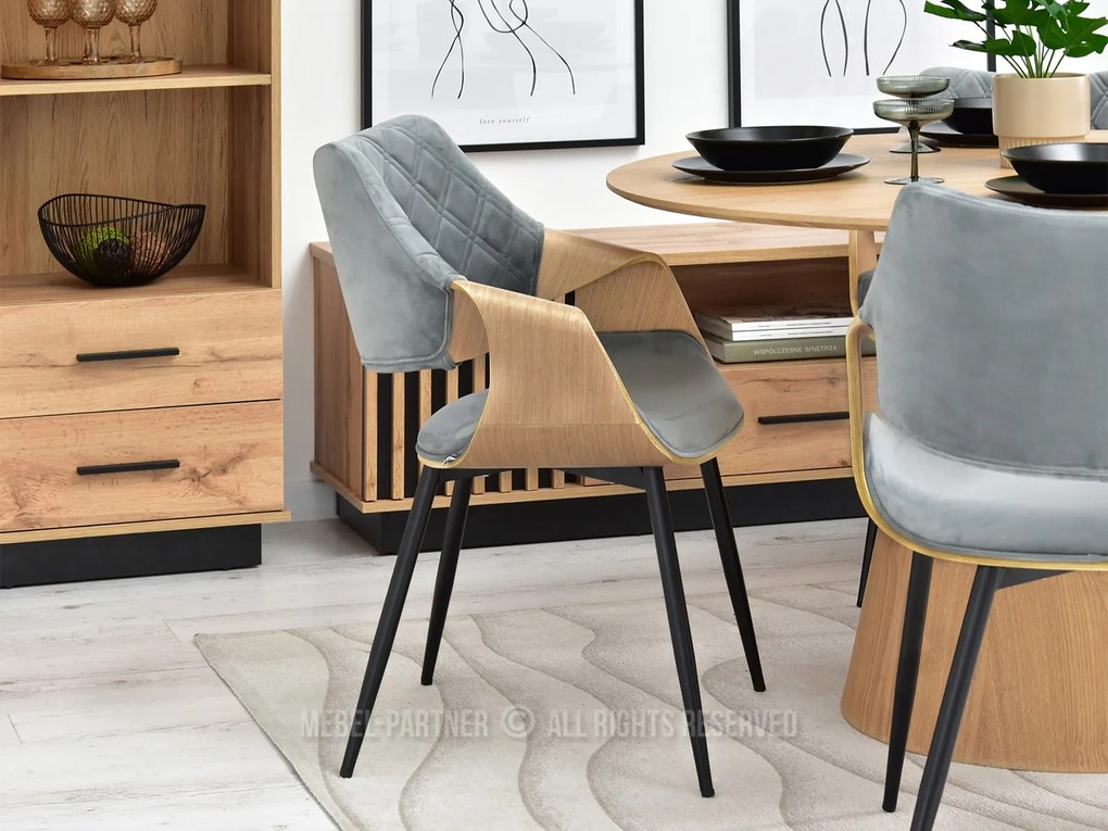 Scaun Rolf K (stejar gri + negru). 1111253