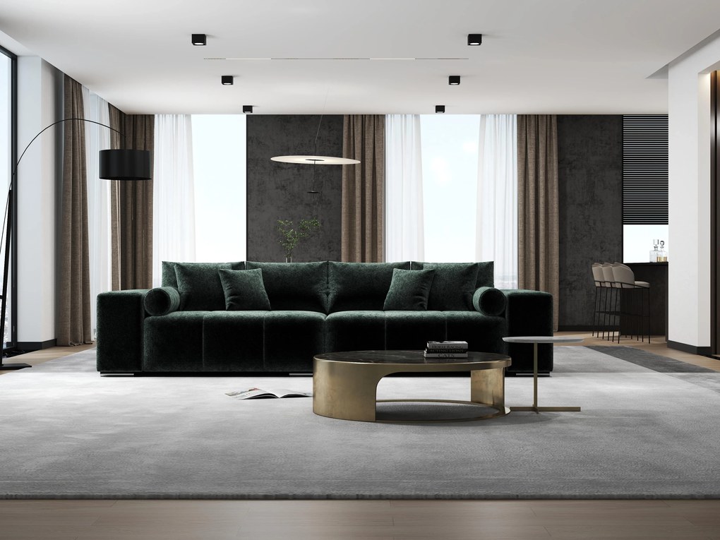 Canapea extensibilă dumonde cu ladă de depozitare si sezut confortabil din spuma high-density, Marbela Euphoria Green XXL 295x100 cm