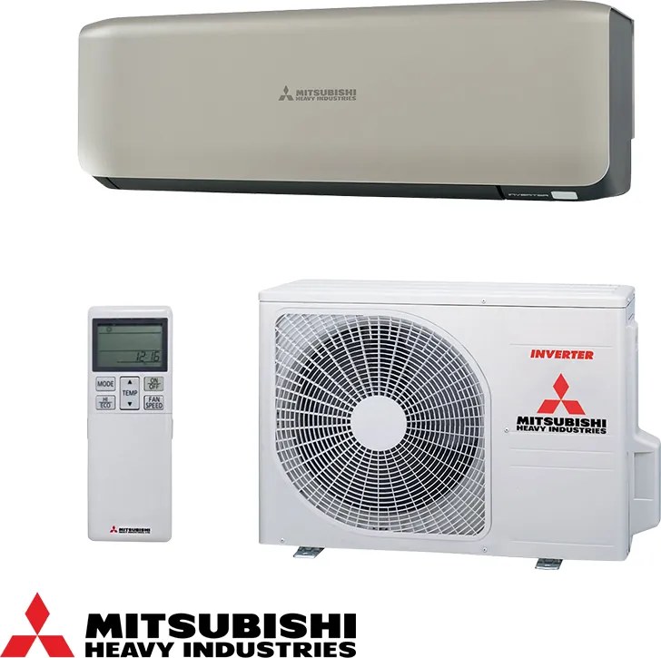 Aparat de aer conditionat cu invertor Mitsubishi Heavy Industries SRK20ZS-WT + SRC20ZS-W, 7000 BTU, 17 m², A+++/A++, R-32, Bej/Negru