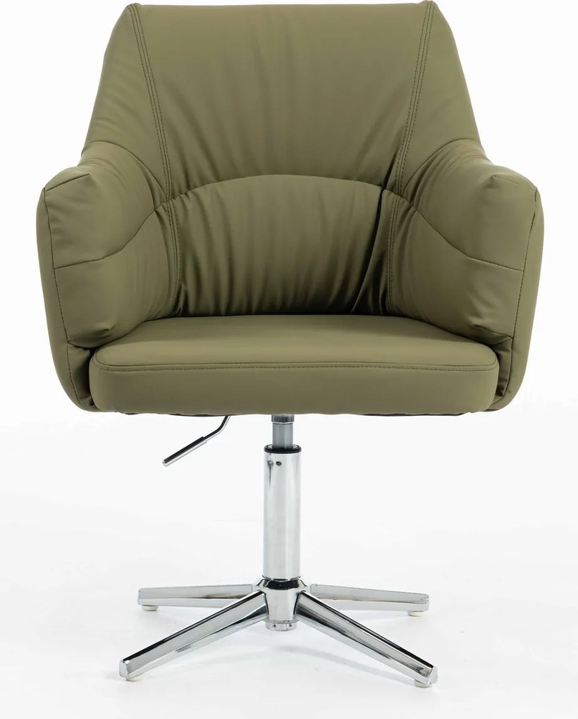 HR840CROSS Scaun Khaki Piele Ecologica Premium Soft cu Bază Cromata