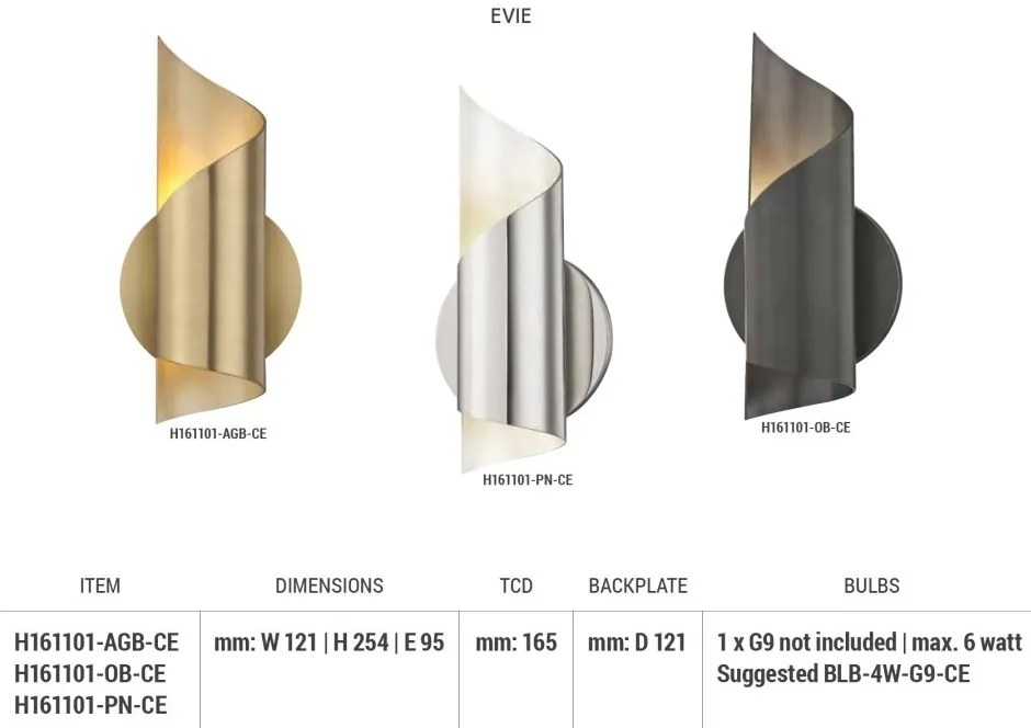 Aplica de perete design modern EVIE, bronz antichizat