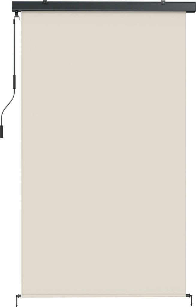 Outsunny Copertină Rulabilă de Exterior Anti-UV cu Carcasă din Aluminiu și Manivelă, Copertină de Soare din Poliester, 250x160 cm, Alb Crem | Aosom Romania