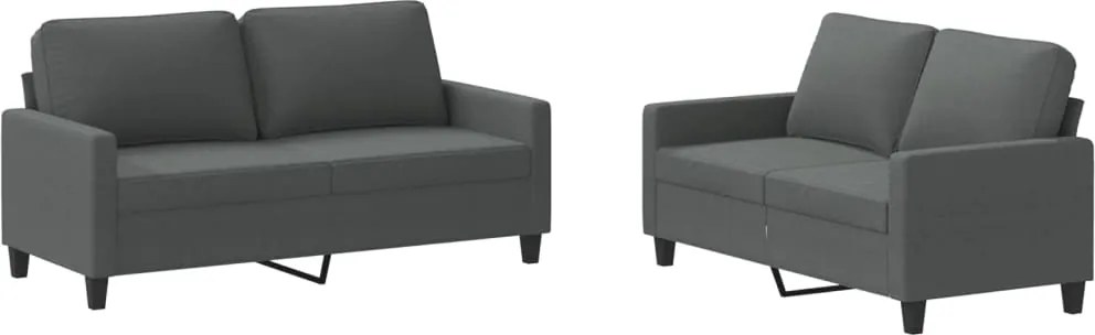 vidaXL Set de canapele cu perne, 2 piese, gri închis, textil