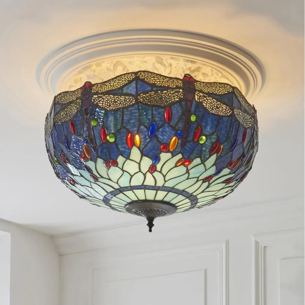 Endon 111899 - Plafonieră Tiffany DRAGONFLY 3xE27/10W/230V, diam. 50 cm